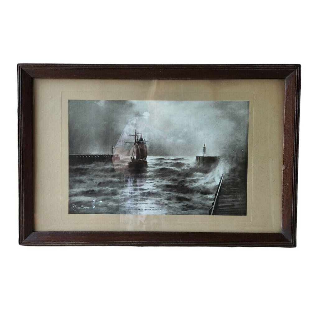 VTG Art Sepia Print Keene Ramsey Moonlight Framed Scotland 20.5 x 13.5” Estate